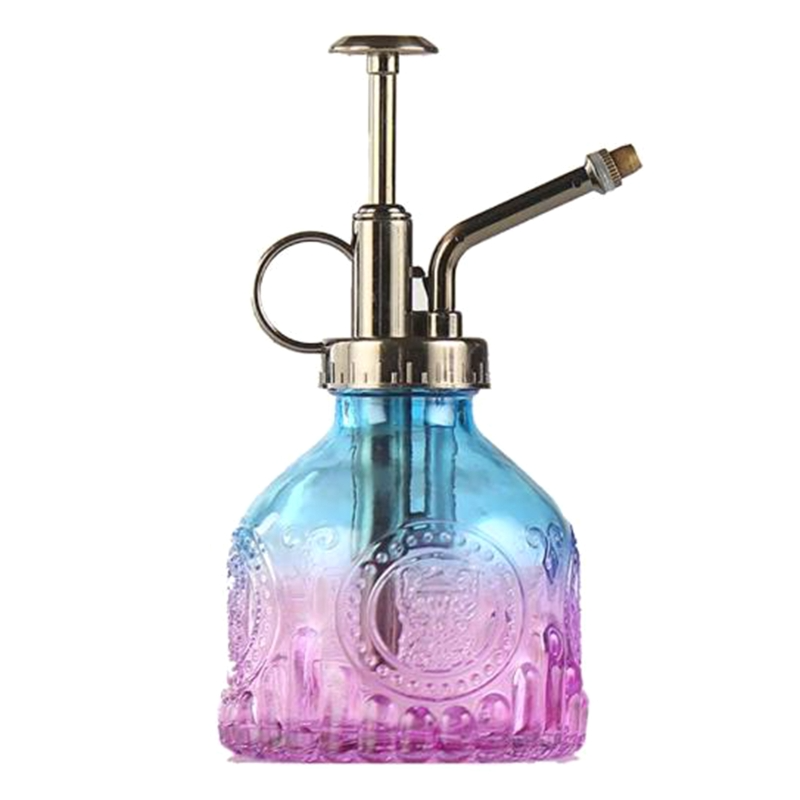 BowLift | Embossed glass bottle with metal nozzle – Plant sprayer for flower watering in vintage design