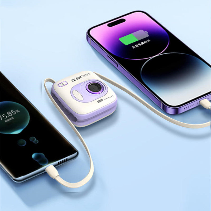 BowLift | Dual Fast Charge Digital Display Slim 10000mAh Portable Power Bank With Built-in Cables