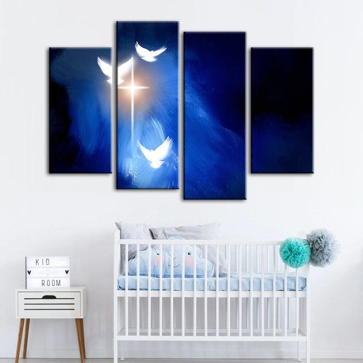 Shining Doves 4 Piece - Canvas Wall Art Painting | Bowlift
