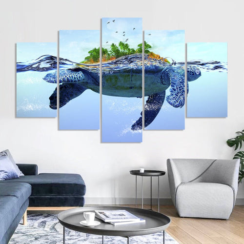Beautiful Aquatic Turtle - Canvas Wall Art Painting | Bowlift
