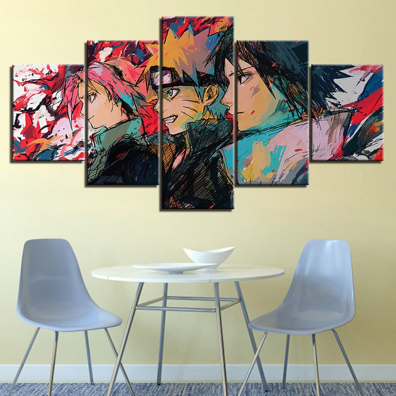 Naruto Anime Drawing- 5 Piece Canvas Wall Art Painting | Bowlift