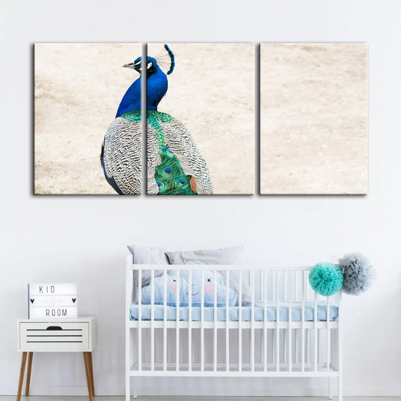 Skirted Elegant Peacock-Canvas Wall Art Painting 3 Pieces | Bowlift