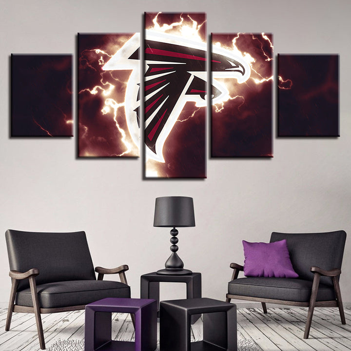 Electric Atlanta Falcons Logo 5 Piece - Canvas Wall Art Painting | Bowlift