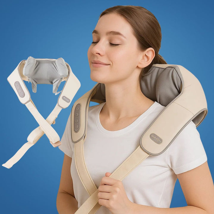 RelaxaPro | Shiatsu Neck Massager – Heated Relief – Cordless Design – Ideal for Office & Home Use Bowlift