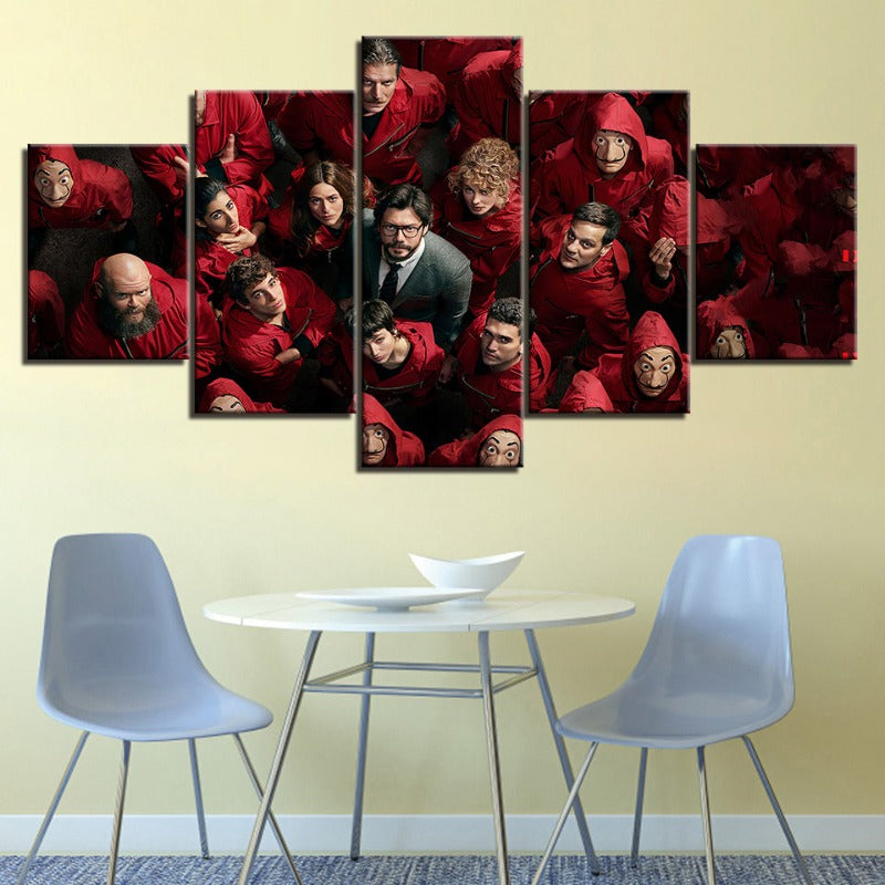 5 Piece Money Heist - Canvas Wall Art Painting | Bowlift