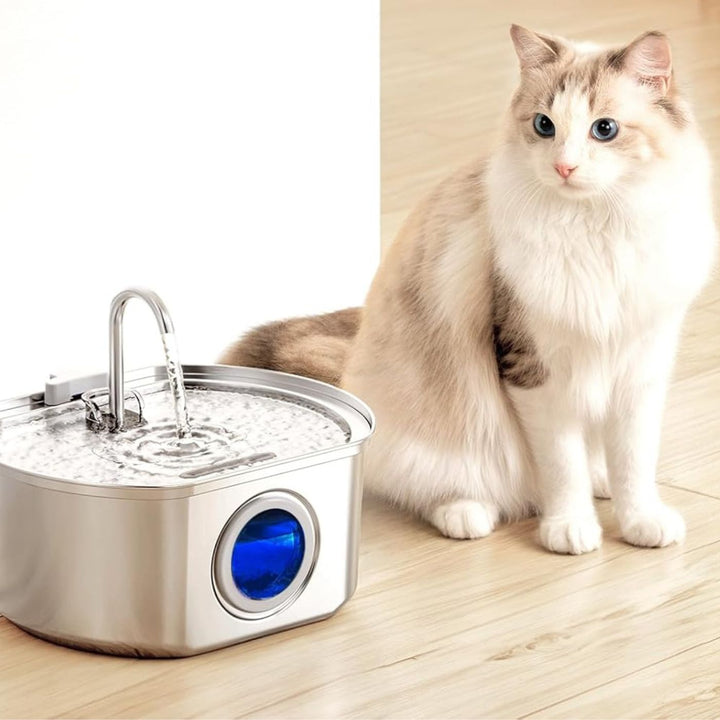 BowLift | Felindra Cat Drinking Fountain Made of Stainless Steel | Flowing Water for Better Hydration | Quiet & Hygienic | 2.5 L Capacity