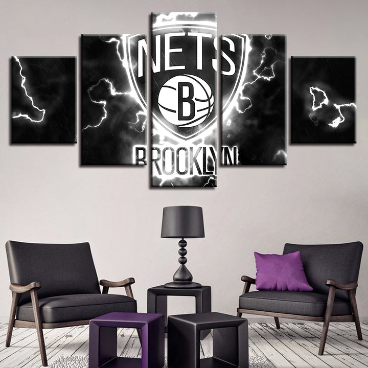 Voltaic Brooklyn Nets 5 Piece - Canvas Wall Art Painting | Bowlift