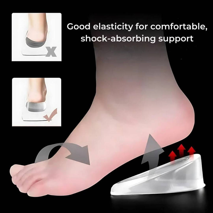 LiftComfort Silicone Gel Heel Lifting Inserts | Height Increase - Pain Relief for Plantar Fasciitis - Shock Absorption - Better Posture Bowlift