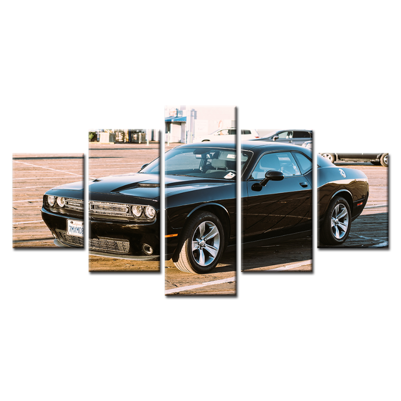 5 Piece Vintage Black Metallic Car - Canvas Wall Art Painting | Bowlift