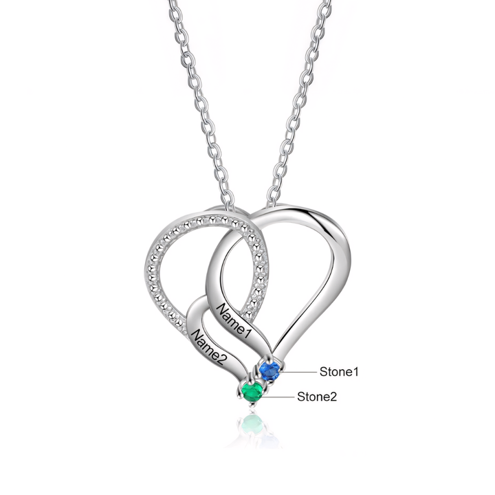 BowLift | Personalized Name & Birthstone Heart Striped Pendant Necklace