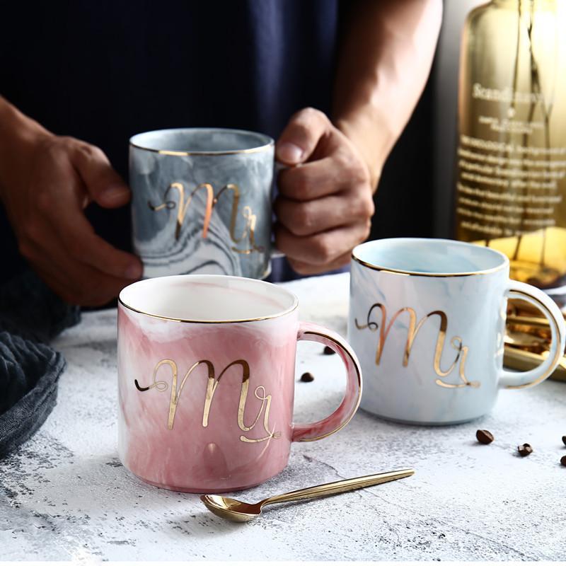 Marble Porcelain Mr & Mrs Coffee Mugs | Bowlift