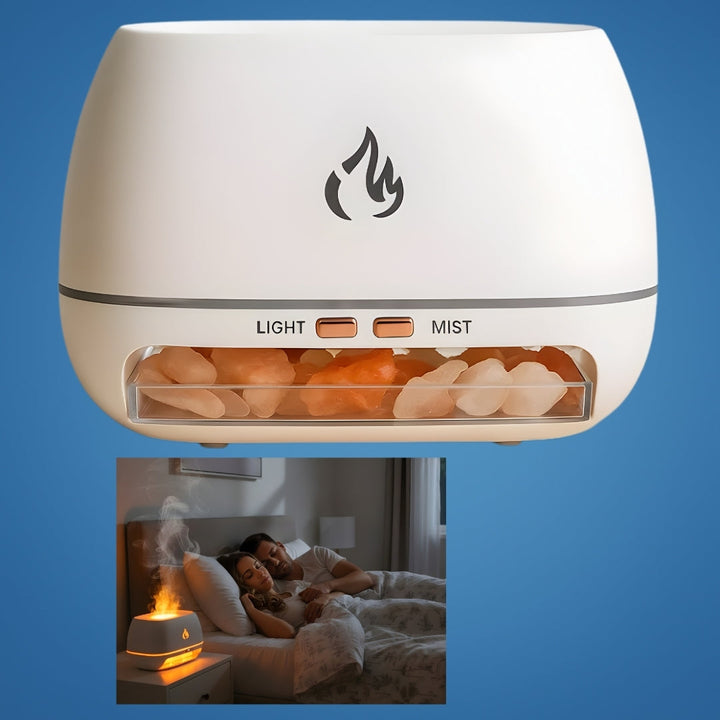 Relieves Dry Air and Aids Sleep – Himalayan Salt Crystal, Quiet Mist and Calming Home Air Wellness Bowlift