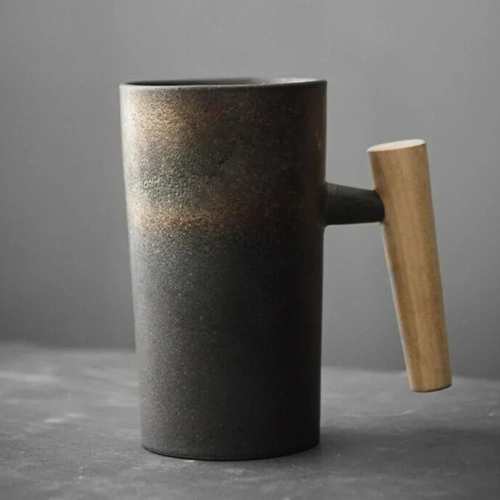 BowLift | ScandiSip Ceramic Mug – Minimalistic Scandinavian Design with Wooden Handle