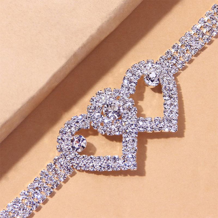 BowLift | Fashion Rhinestone Double Heart Anklet