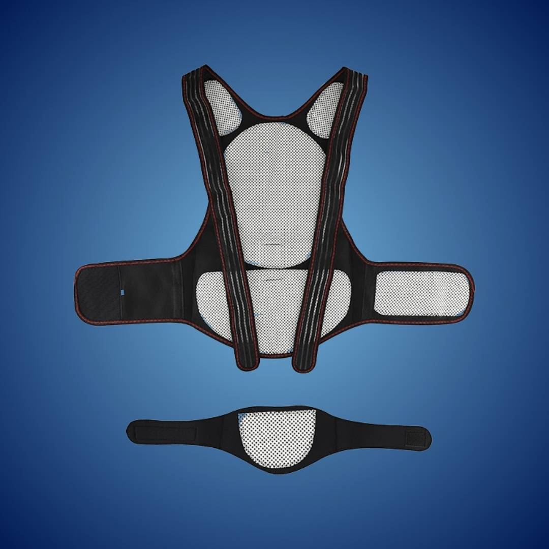 MagniTherm Self-Heating Back Support | Adjustable Heated Posture Corrector - Back Pain Relief - Posture Improvement Bowlift