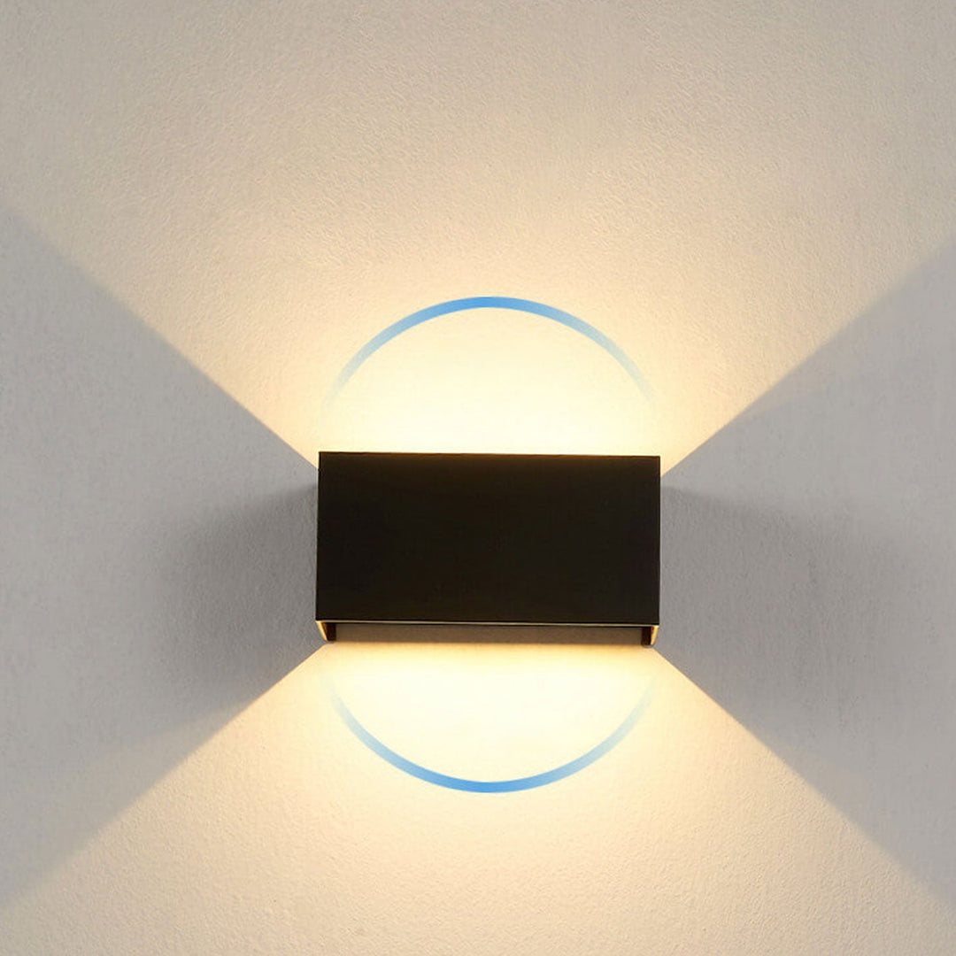 BowLift | Modern waterproof rectangular LED wall light for outdoor use with up and down lighting