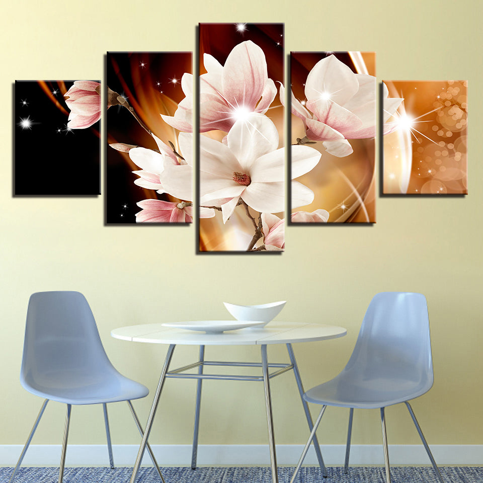 Deep Magnolias 5 Piece - Canvas Wall Art Painting | Bowlift
