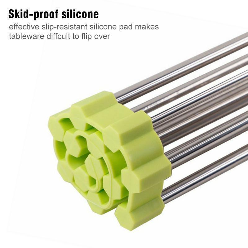 Stainless Steel Roll Up Dish Drying Rack, Foldable | Bowlift