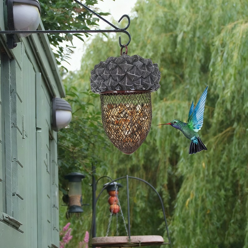 BowLift | Hummingbird Acorn Wrought Iron Bird Feeder