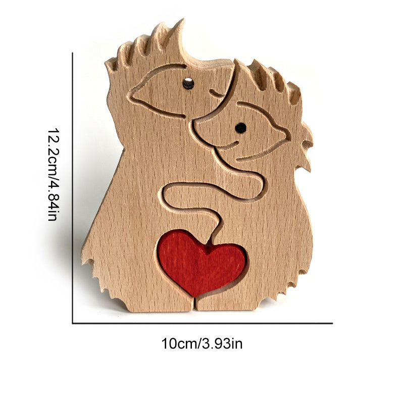 BowLift | Cute Animal Family Ornament, Wooden Puzzle Figurine - 🎁Love Gift
