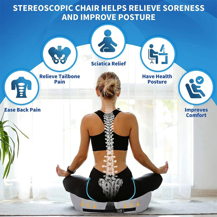 BowLift | Adjustable Memory Foam Seat Cushion for Sit Bone Relief | Ergonomic Design for Office Chair and Car Use