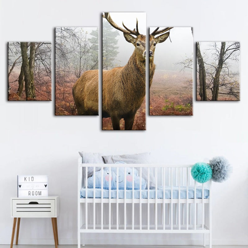 5 Piece Misty Fall Deer - Canvas Wall Art Paintings | Bowlift