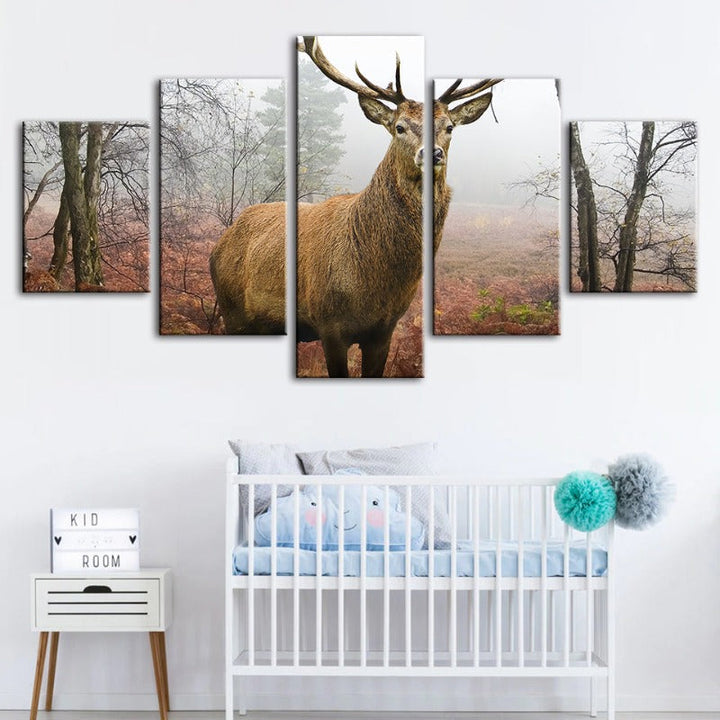 5 Piece Misty Fall Deer - Canvas Wall Art Paintings | Bowlift