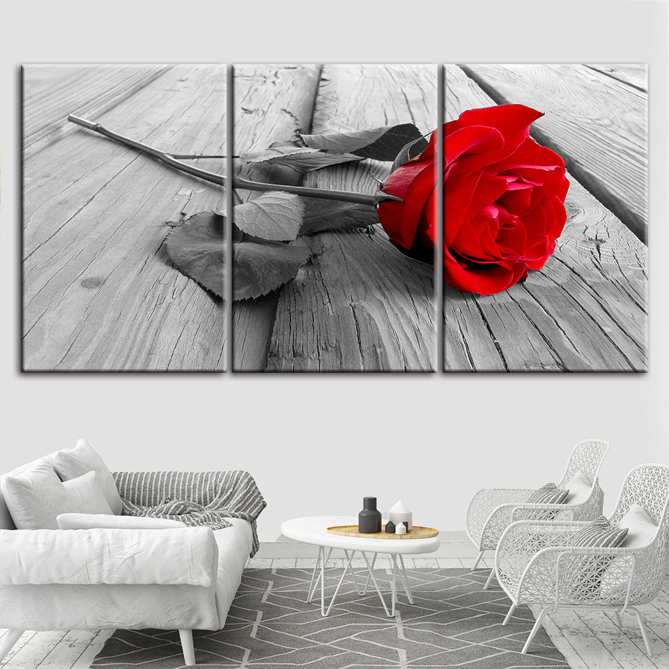 Lonely Rose 3 Piece - Canvas Wall Art Painting | Bowlift