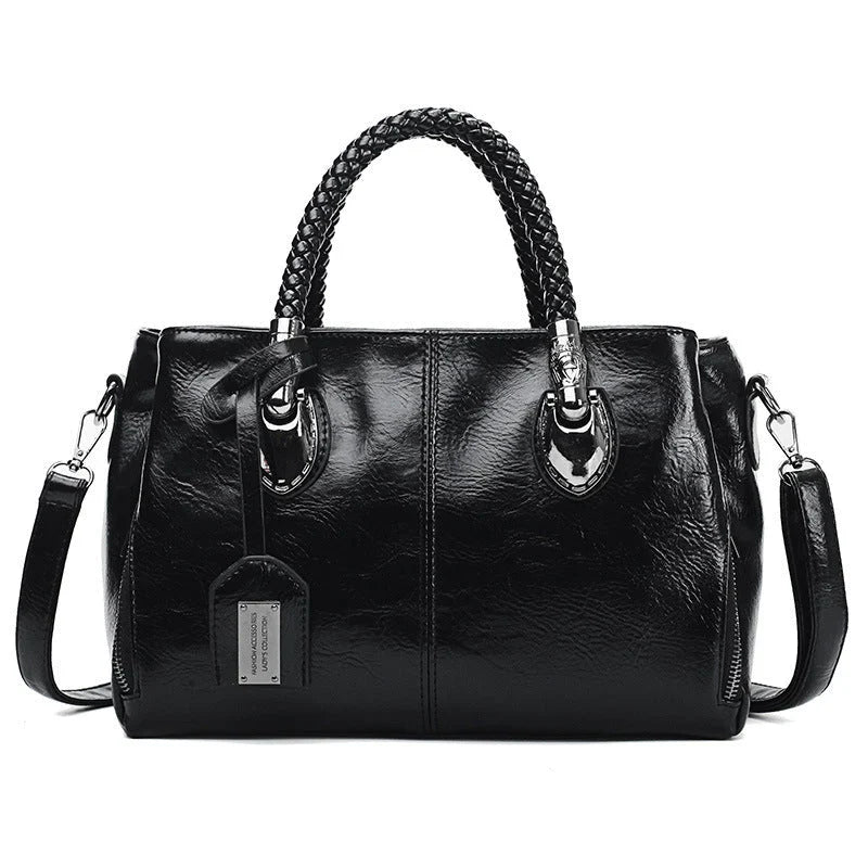 BowLift | New oil wax leather handbags Boston soft leather large tote bag