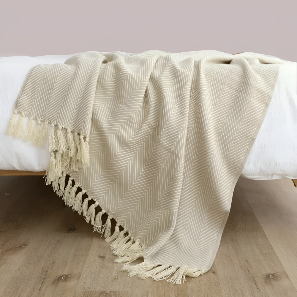BowLift | Herringbone Tassel Knit Blanket