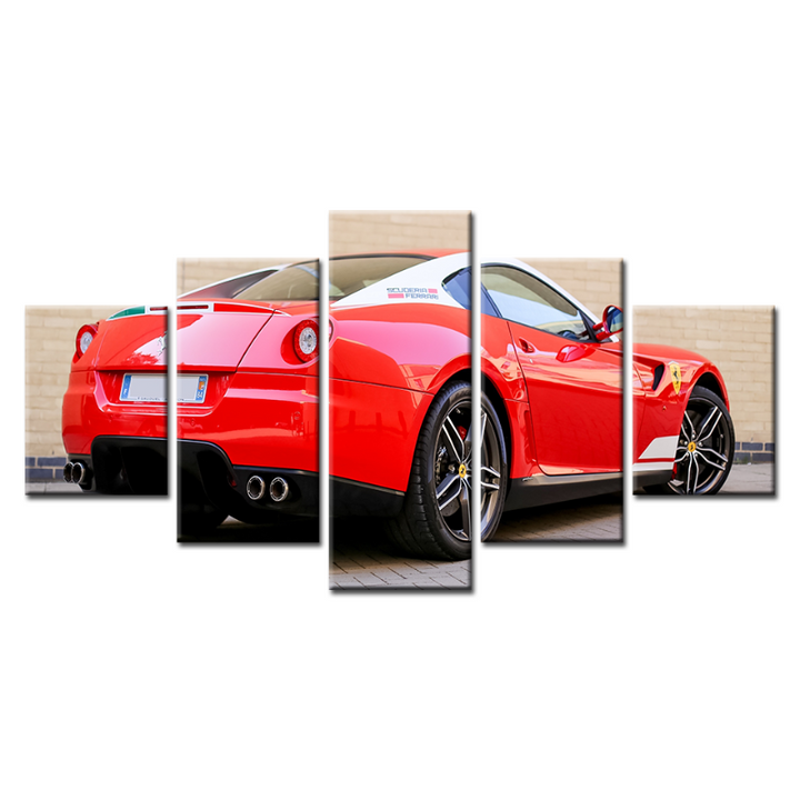 5 Piece Back Close Up Red Classic Car - Canvas Wall Art Painting | Bowlift