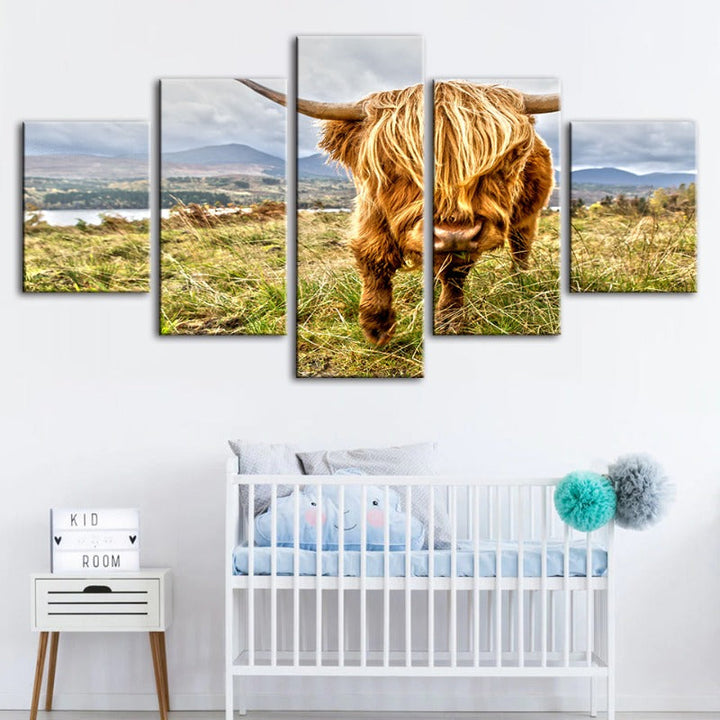 5 Piece Wild Cow - Canvas Wall Art Painting | Bowlift