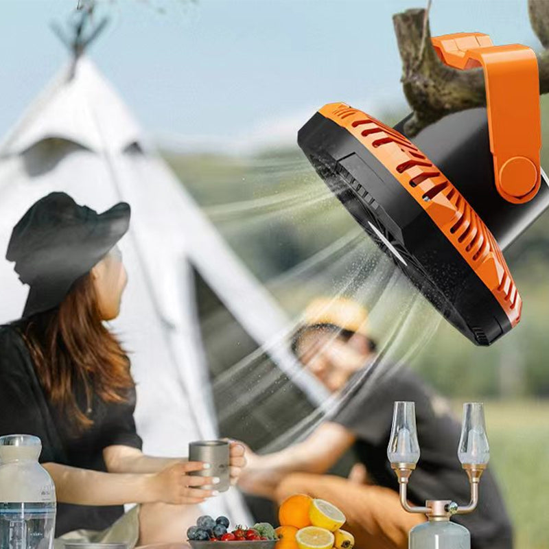 Portable camping fan with LED light | Bowlift