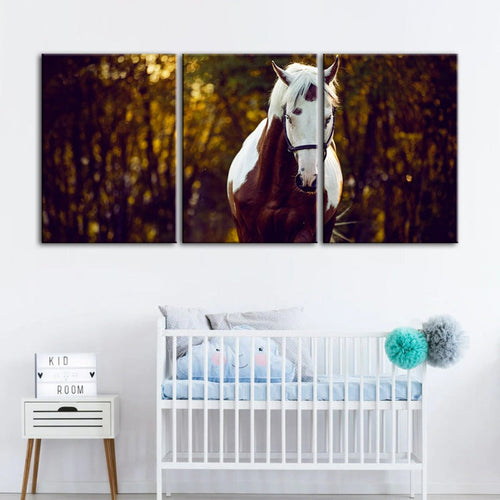 Courtly Overo Horse-Canvas Wall Art Painting 3 Pieces | Bowlift