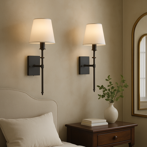 BowLift | (2 Pieces) Wired Wall Lamp – Stylish Lamp Set for Lighting Above a Mirror or Bed