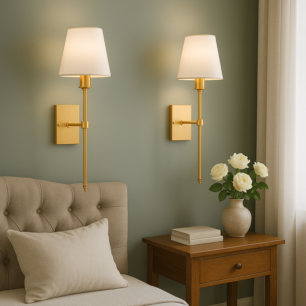 BowLift | (2 Pieces) Wired Wall Lamp – Stylish Lamp Set for Lighting Above a Mirror or Bed
