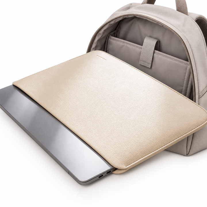 Minimalist Padded Vegan Leather Laptop Sleeve with Microfiber Lining Bowlift