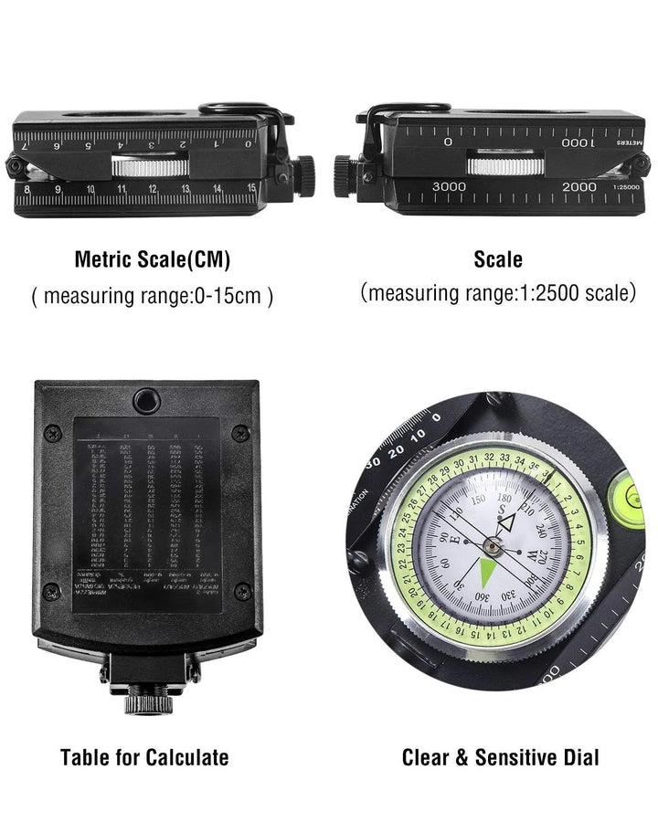 BowLift | Military Compass | Waterproof Aluminum Alloy | Clinometer & Sighting Lens | Survival, Camping & Hiking