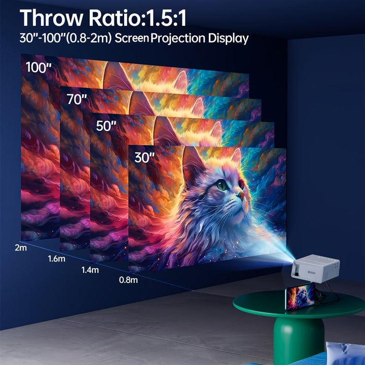 BowLift | Ultra-Bright Mini Projector 3000 Lumen – Portable, HDTV & USB, Ideal for Home Cinema & Outdoors!