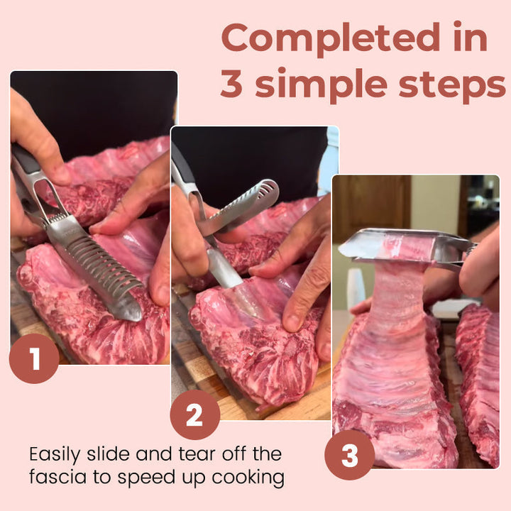 BowLift | Rib Membrane Remover Tool | Stainless Steel | Ergonomic Handle | Easy Meat Prep