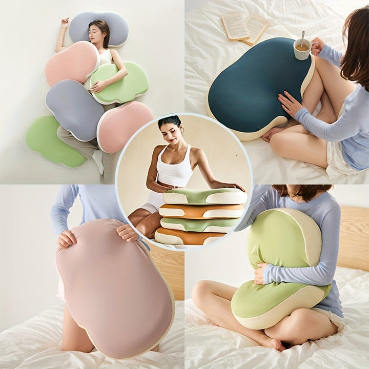 1pc Oval Macaron Pillow Cervical Memory Foam Pillow, Cooling Bed Pillow For Sleeping - Neck Pillows For Pain Relief Sleeping, Contour Support Ergonomic Pillow For Side Back Stomach Sleepers Using High And Low Partition | Bowlift