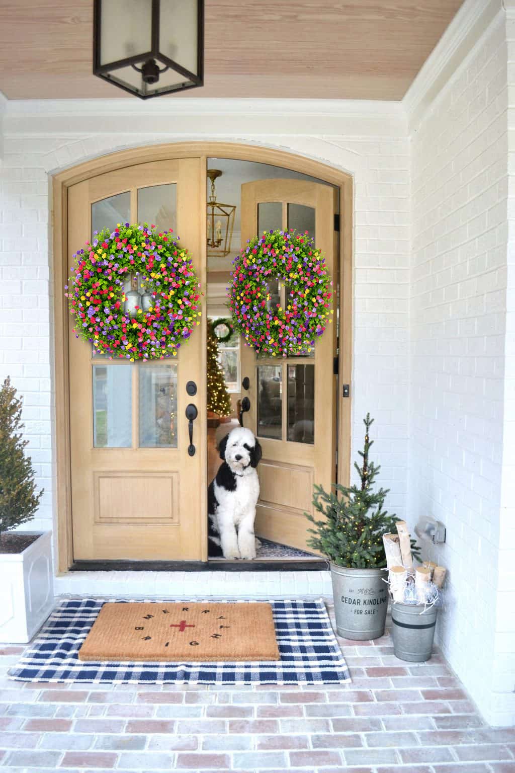 BowLift | BloomWreath Spring & Summer Front Door Wreath | Handmade Floral Grapevine Accent