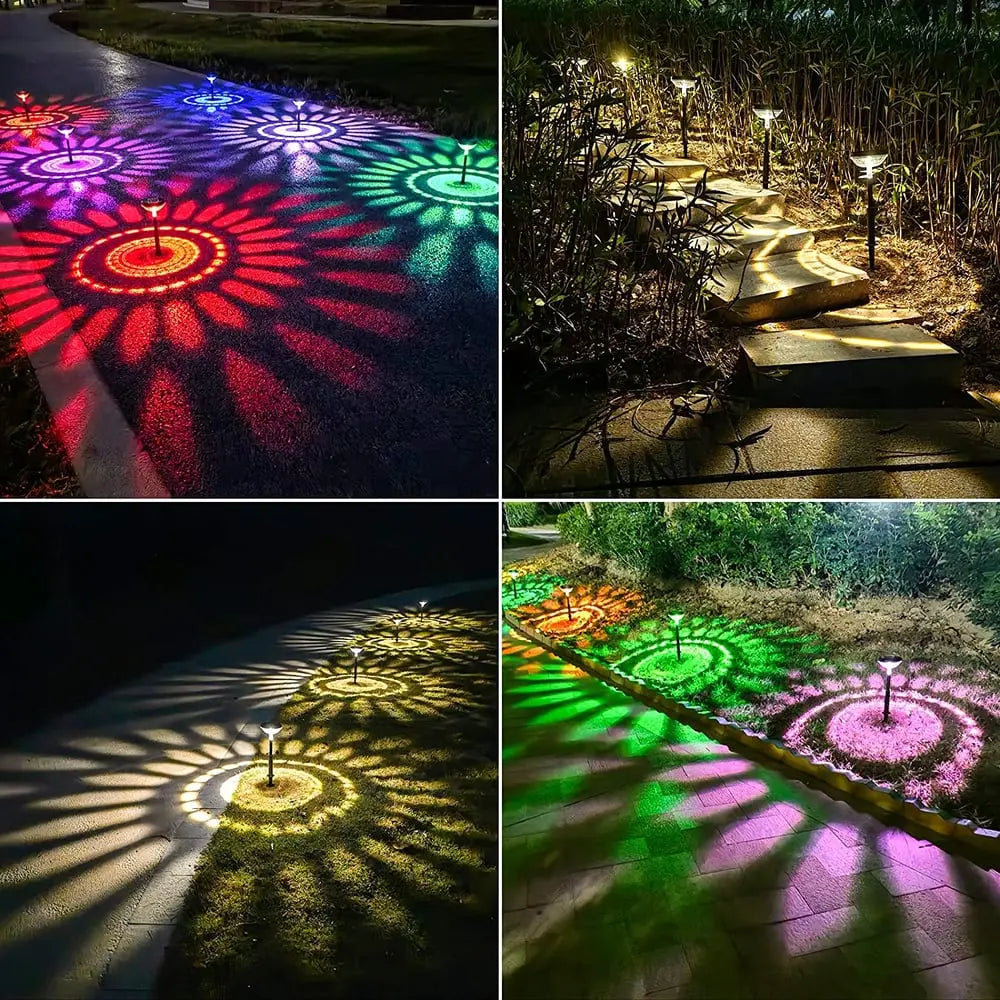 BowLift | 2-piece set solar garden lights – LED pathway lights with sun pattern projection!