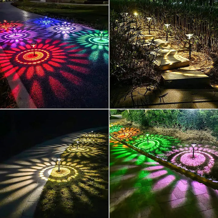 BowLift | 2-piece set solar garden lights – LED pathway lights with sun pattern projection!