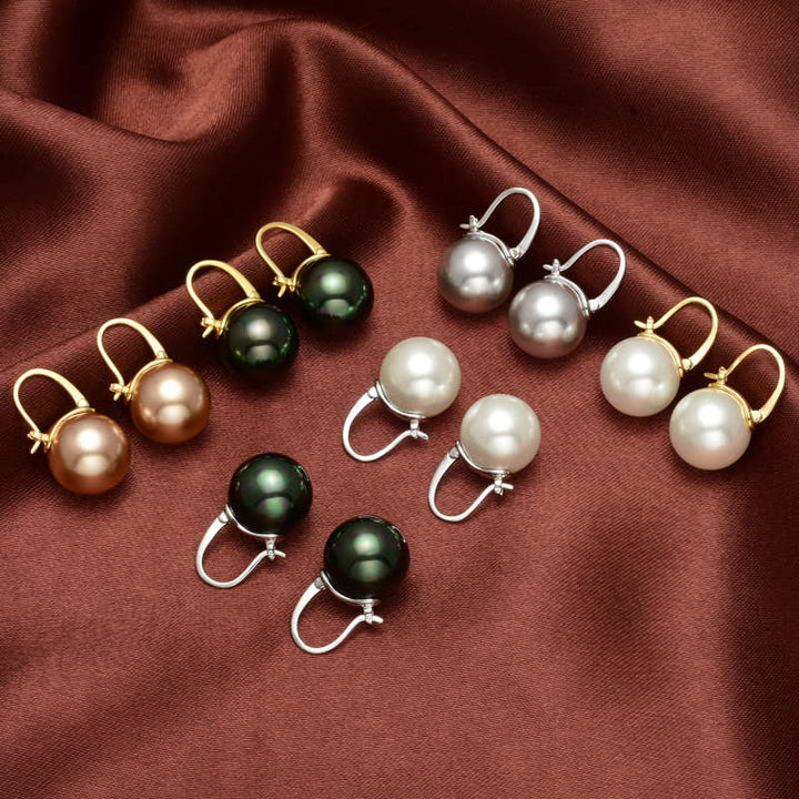 BowLift | Black Pearl Earrings  Available in White Champagne Grey Gold and Black  Pearl Dangle Earrings