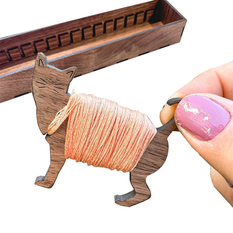 BowLift | Embroidery Thread Organizer | Wooden Bunny Bobbin Set | 16-Piece | Storage Corral Included