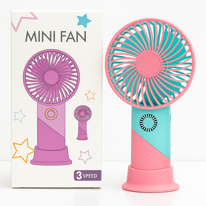 ColorTwist™ Mini Fan – 3-Speed Rechargeable Handheld Fan | Bowlift