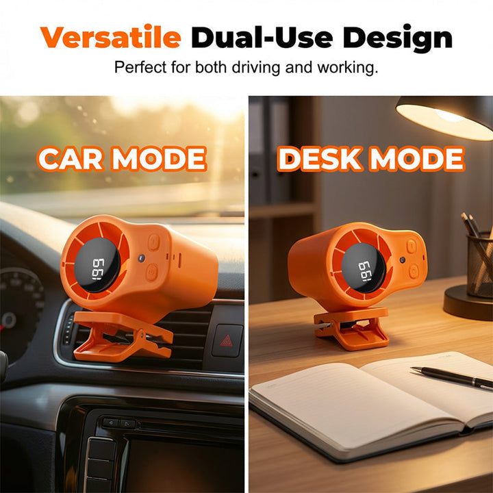 Mini fan with ventilation clip for car and desk | Bowlift