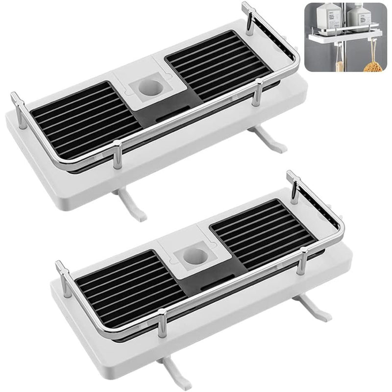 No Drilling Bathroom Pole Shower Storage Rack Holder | Bowlift