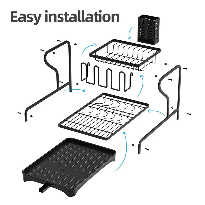 2Tier Metal Dish Drying Drainer Rack With Drainboard Kitchen Counter | Bowlift